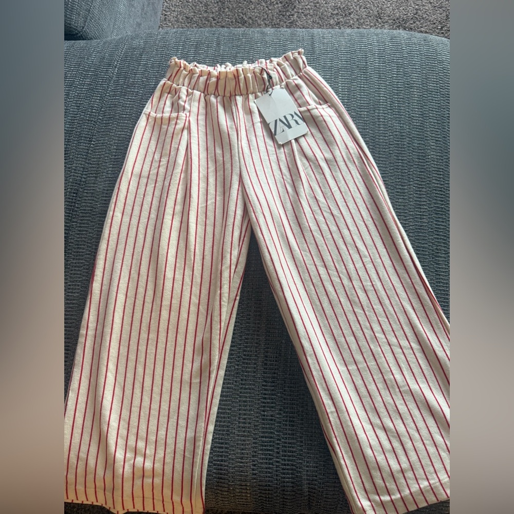Zara Kids Red Striped Pants